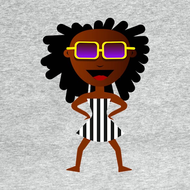 Cartoon funny african girl with sunglasses by monika27